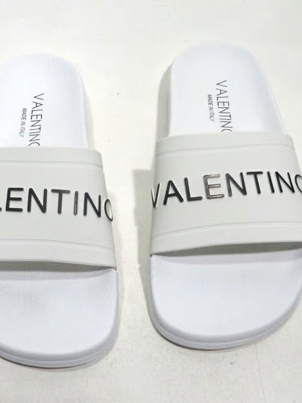 Valentino Men's White Slides with Black Logo Strap. EU44/US 11 - Picture 2 of 8